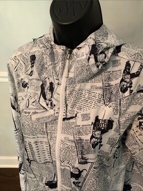 The North Face Newspaper Print Zip Hoodie Jacket - Black & White-Size M